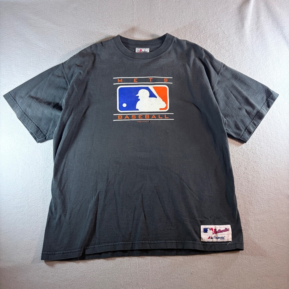 Majestic New York Mets MLB Baseball T-Shirt Mens Large Black 2001 Vintage